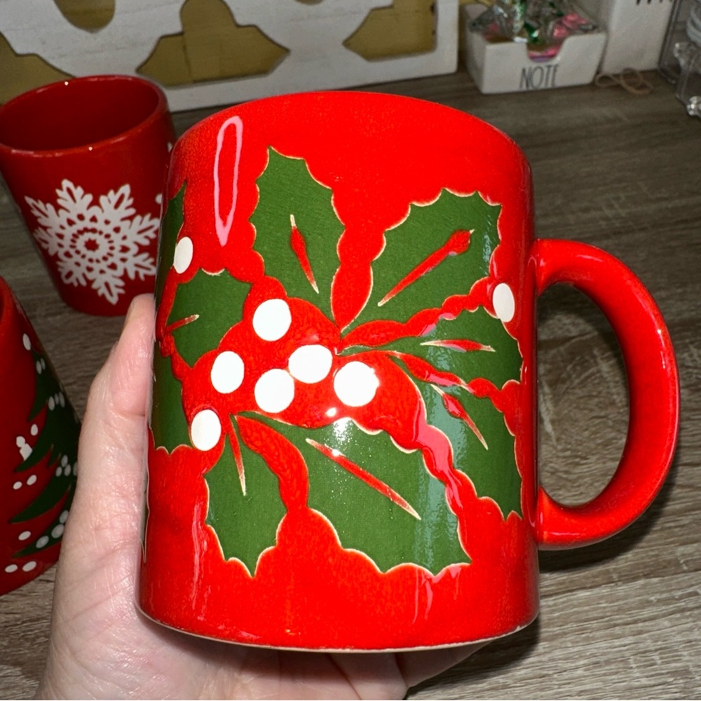4 CHRISTMAS Waechtersbach Mugs Cups Coffee Wreaths , Snowman, tree and snowflake - Picture 10 of 15